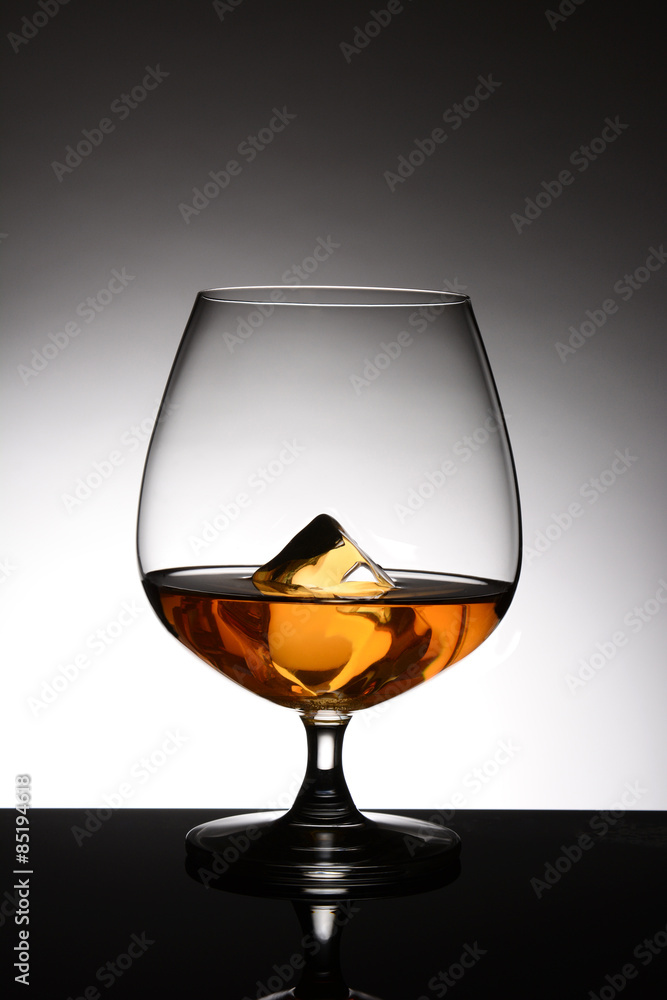 Brandy Snifter With Ice Cube