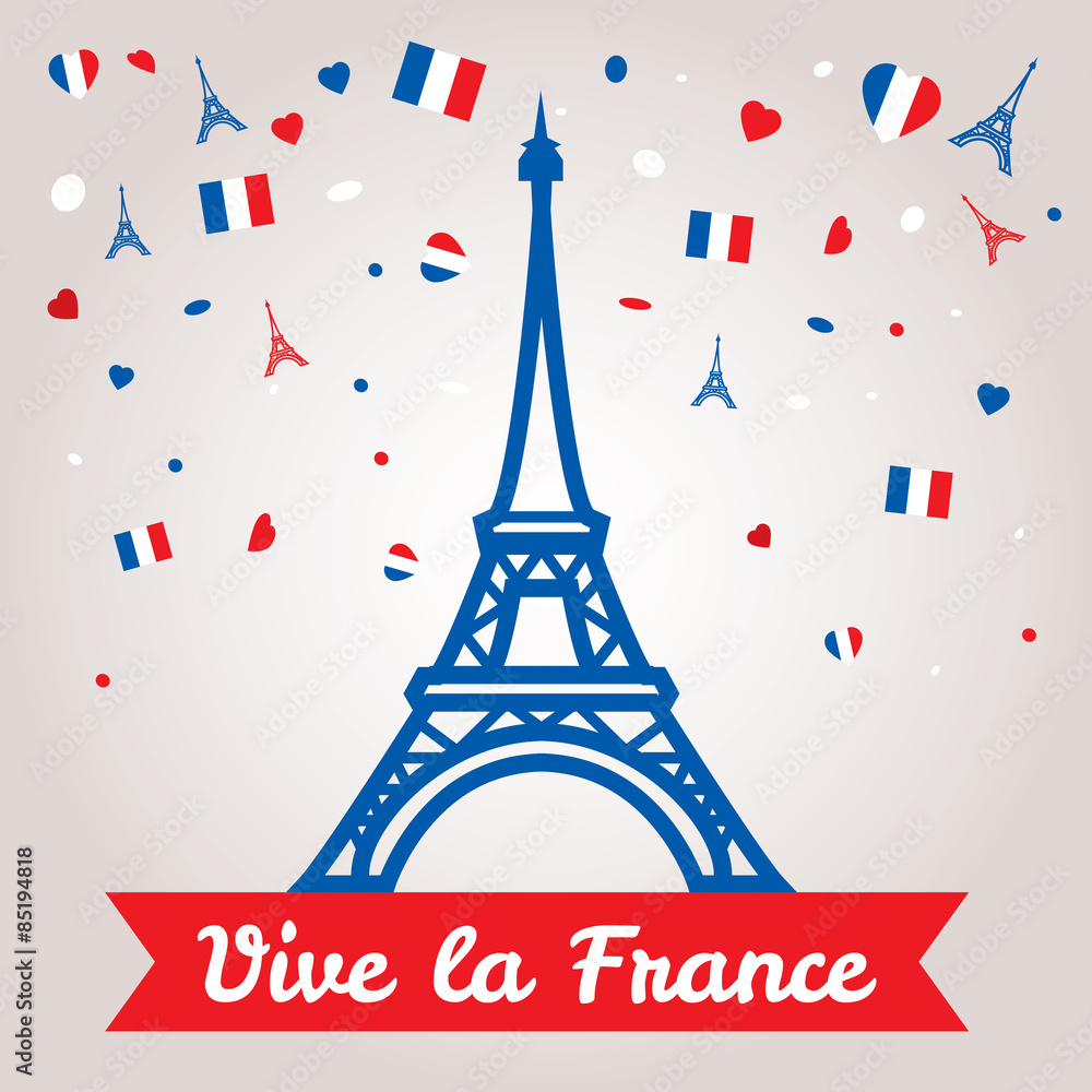 Greeting card design for The Bastille Day 14 july or another French holiday