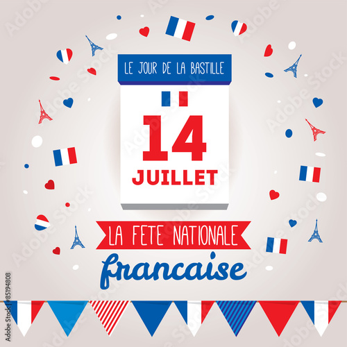Greeting card design for The Bastille Day 14 july
