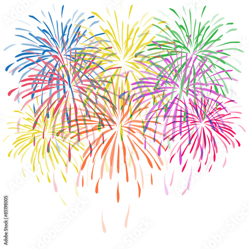 vector colorful fireworks with stars and sparks on white background
