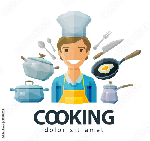 cook, chef vector logo design template. cooking or kitchenware