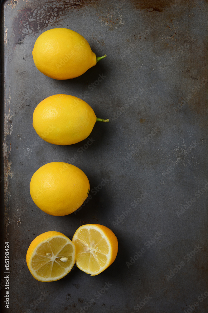 Lemons on Metal Baking Sheet