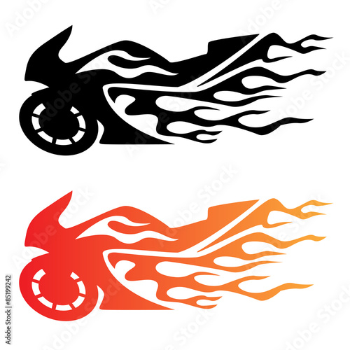 Flaming Sport Bike Motorcycle Logo Vector Illustration