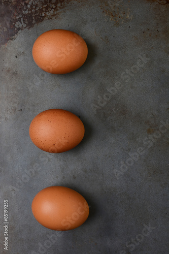 Brwon Eggs on Baking Sheet