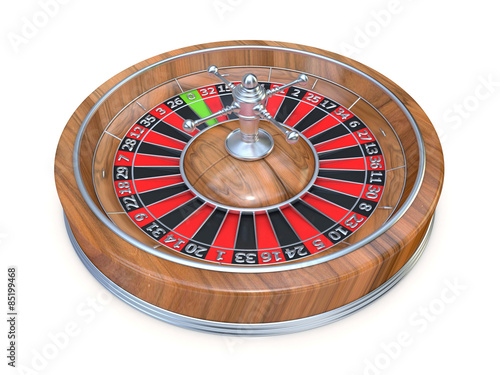Roulette wheel. Side view. 3D render illustration isolated on white background