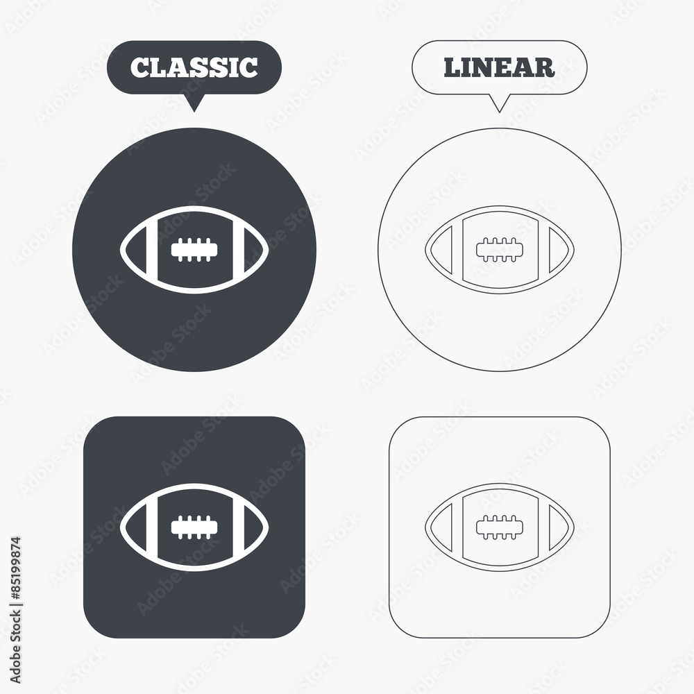 American football sign icon. Team sport game. American football sign icon. Team sport game.