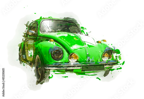 Retro car sketch. Isolated. Contains clipping path