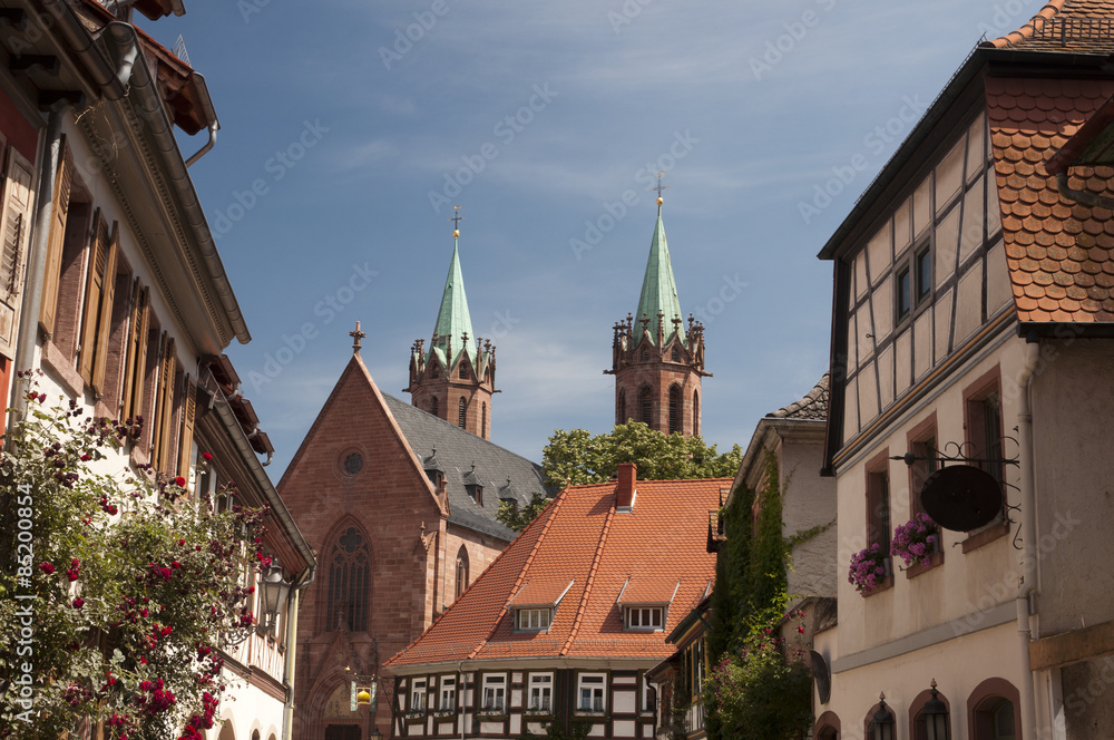 Fototapeta premium building and church in Ladenburg. Germany