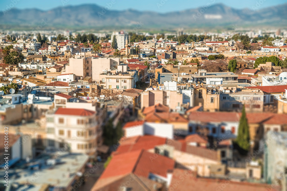 Northern part of Nicosia, aerial view with tilt-shif effect. Cyprus Northern part of Nicosia, aerial view with tilt-shif effect. Cyprus