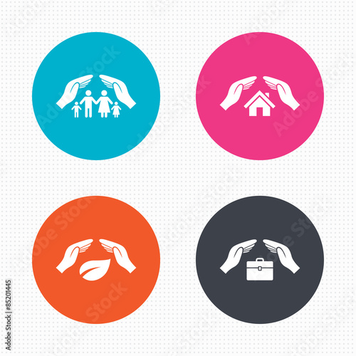 Hands insurance icons. Human life-assurance.