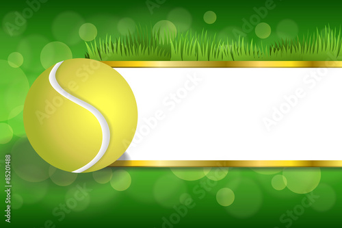 Background green sport white tennis yellow ball gold strips frame 