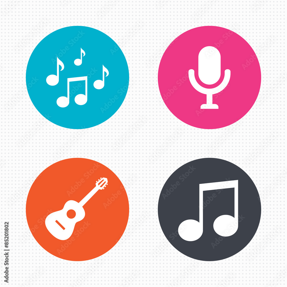 Music icons. Microphone, Acoustic guitar. Music icons. Microphone, Acoustic guitar.