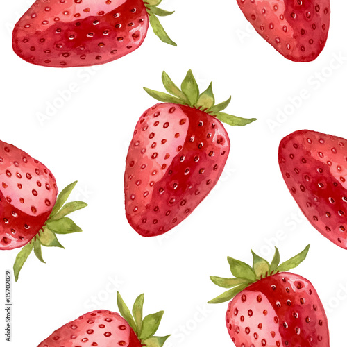 Watercolor strawberry pattern. Seamless vector illustration.