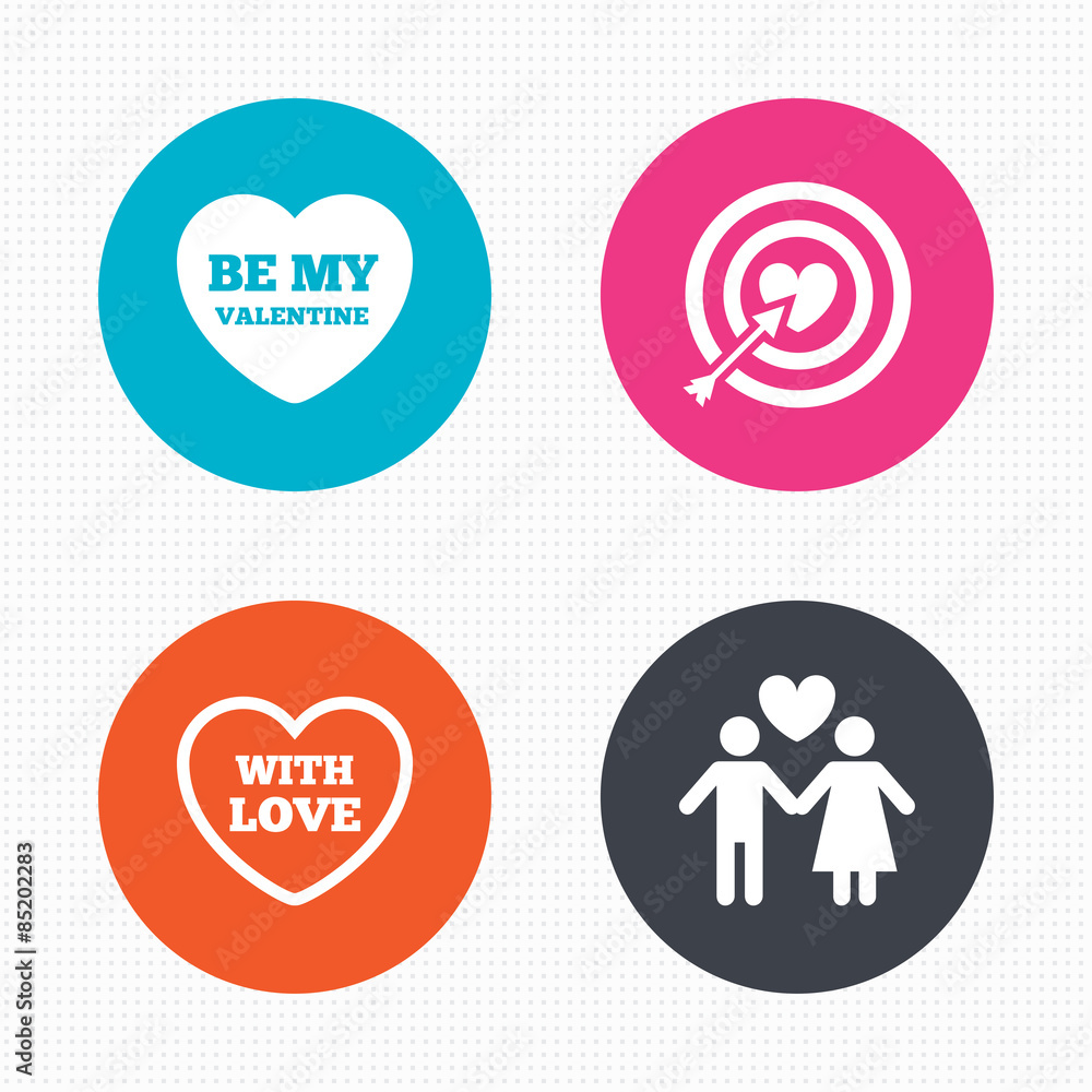 Valentine day love icons. Target aim with heart. Valentine day love icons. Target aim with heart.