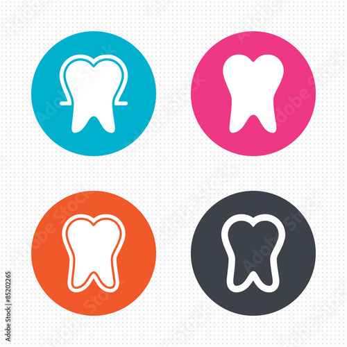 Tooth enamel protection icons. Dental care signs