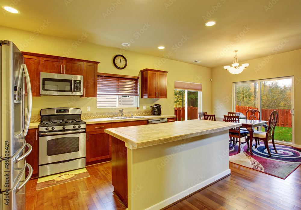 Classic kitchen with hardwood floor. Classic kitchen with hardwood floor.