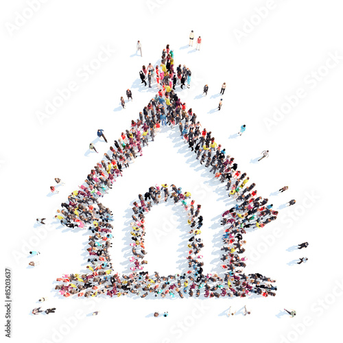 people in the shape of  church. photo