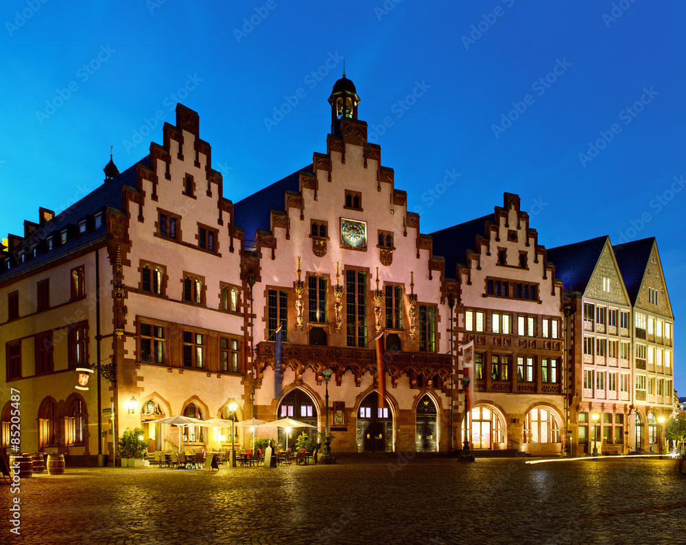 Historic Center of Frankfurt at dusk