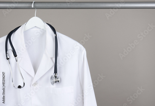 Foto Lab Coat with Stethoscope on Hanger