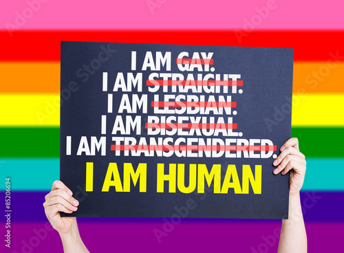 Obraz na plátně I am Gay/Straight/Lesbian/Bisexual/Trans I am Human card