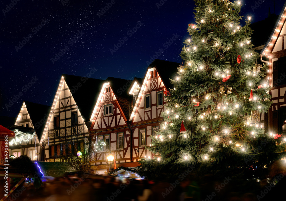 Beautiful illuminations at Christmas week. Weihnachtsmarkt Beautiful illuminations at Christmas week. Weihnachtsmarkt