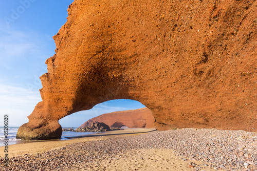 Orange arch on Legzira beach, Morocco