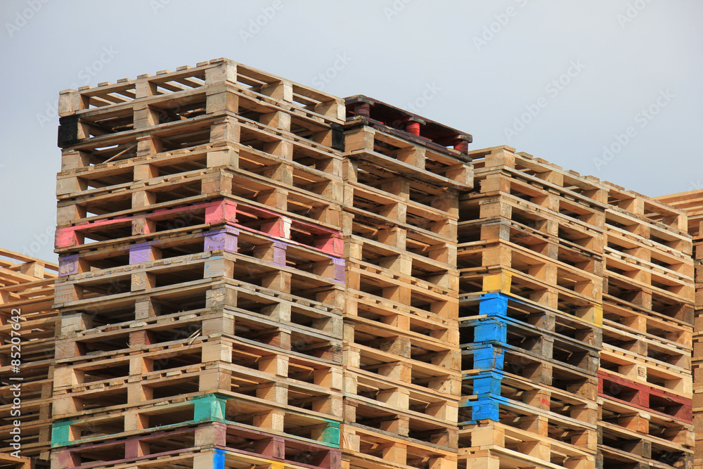 Stacked wooden pallets Stacked wooden pallets