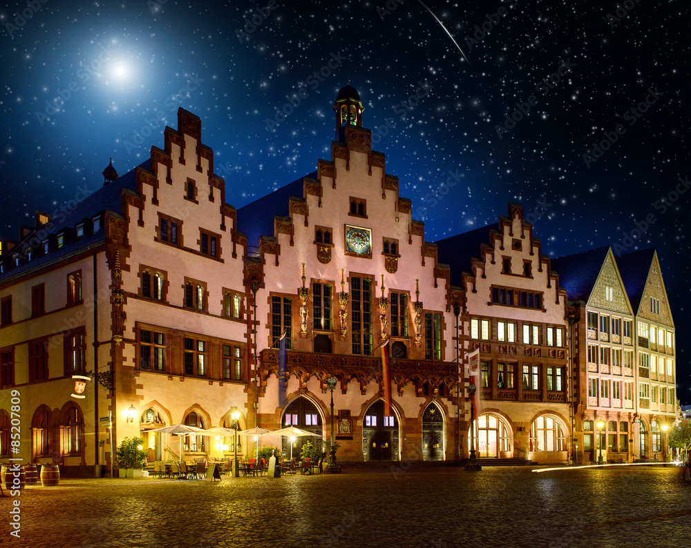 Historic Center of Frankfurt at dusk