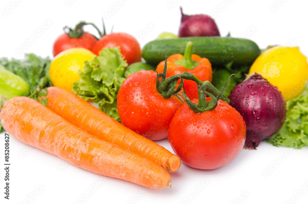 Assorted vegetables isolated on the white