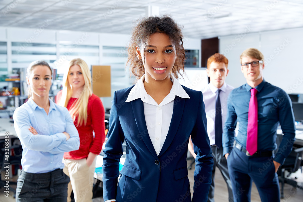 African young businesswoman multi ethnic team African young businesswoman multi ethnic team