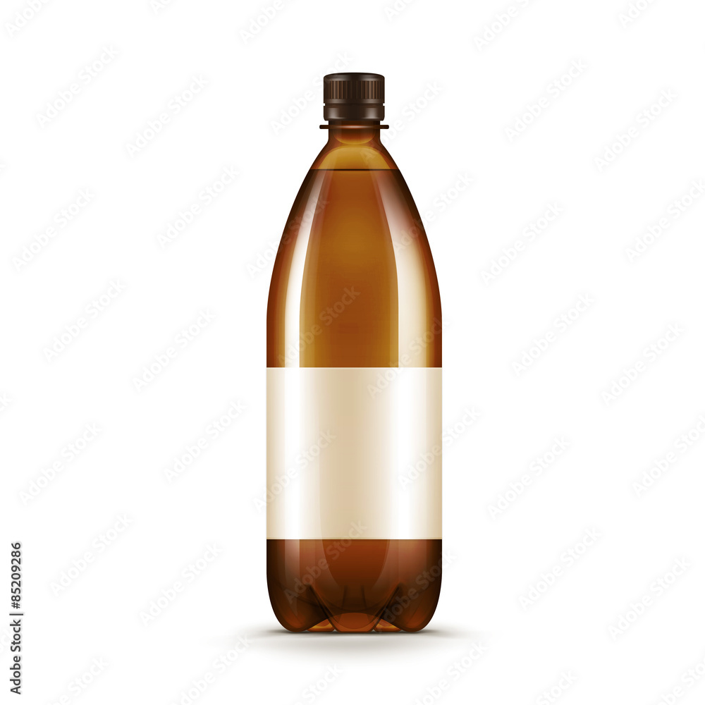 Vector Blank Brown Plastic Water Beer Kvass Bottle Vector Blank Brown Plastic Water Beer Kvass Bottle