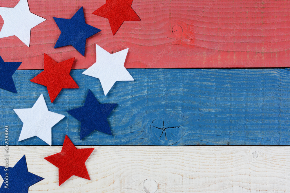 Stars on Red White and Blue Table - obrazy, fototapety, plakaty 