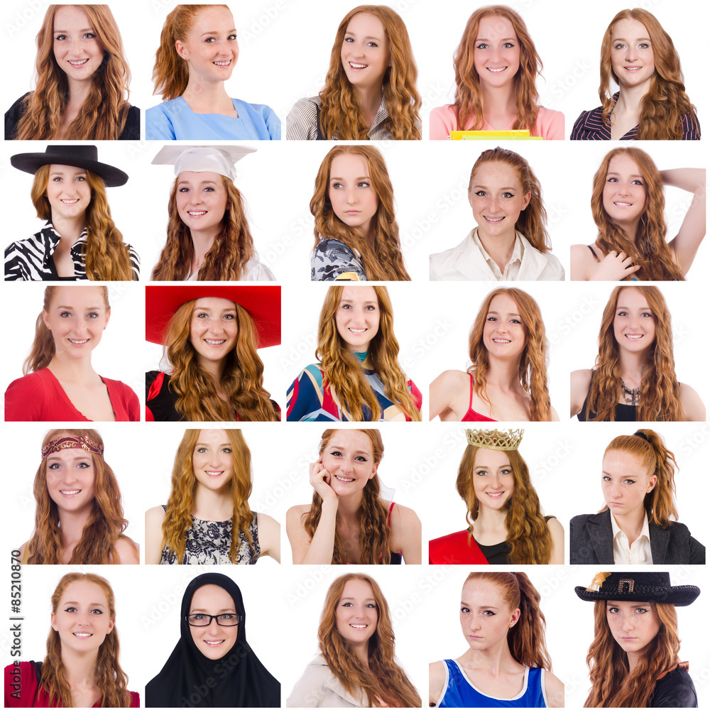 Collage of many faces from same model Collage of many faces from same model