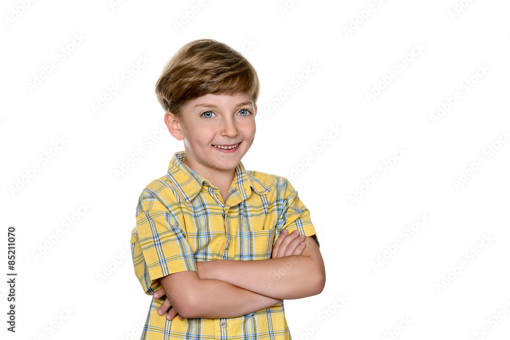 Photo of adorable young happy boy looking at camera. Photo of adorable young happy boy looking at camera.