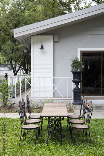 Vintage chairs set  in garden