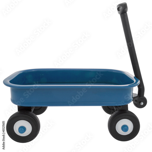 Blue Child's Toy Wagon Isolated