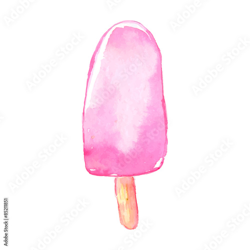 Hand painted watercolor icecream on stick