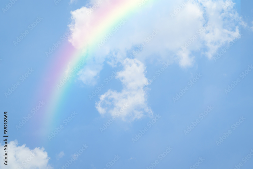 Blue sky heart with rainbow Blue sky heart with rainbow
