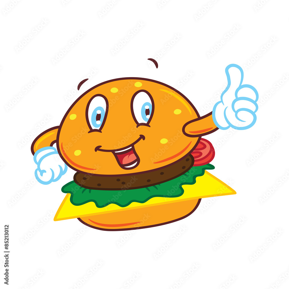 cartoon hamburger with happy expression cartoon hamburger with happy expression