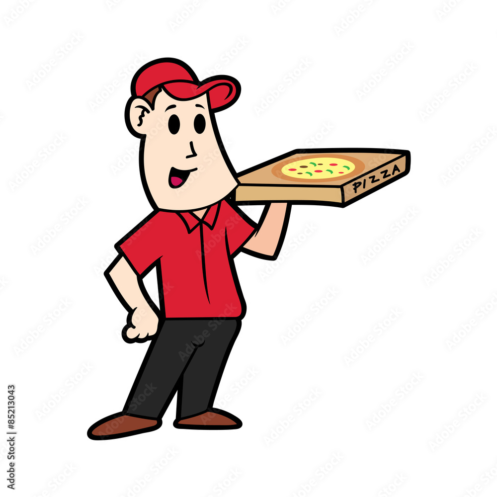 cartoon pizza delivery man Stock Vector | Adobe Stock