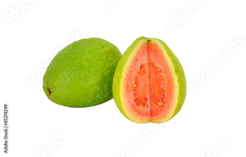 2 Guavas isolated on white background