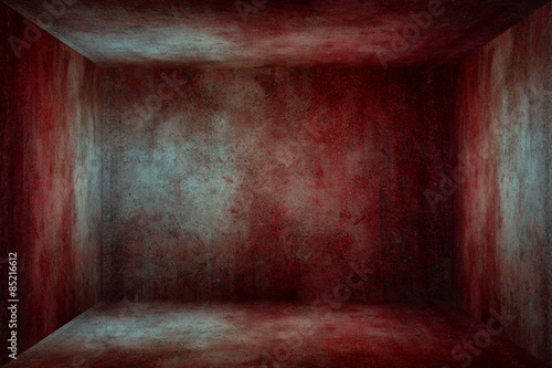 Old grunge red blood stained concrete texture wall room backgrou