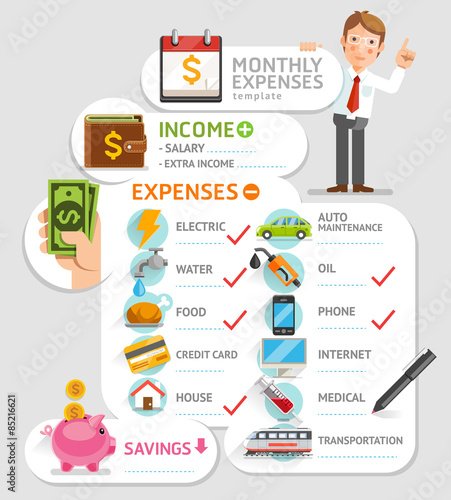 Monthly expenses template. photo