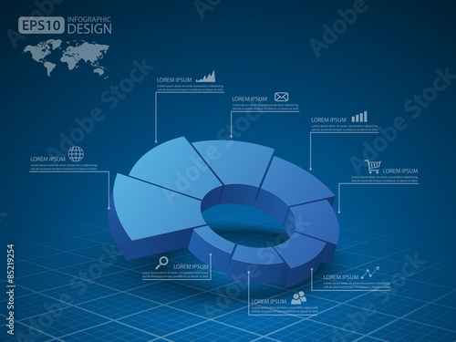 3d pie chart graph. vector illustration.