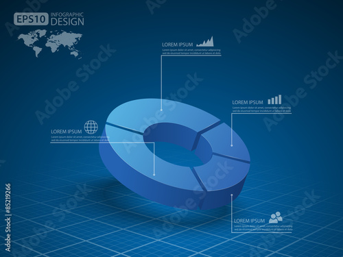 3d pie chart graph. vector illustration.