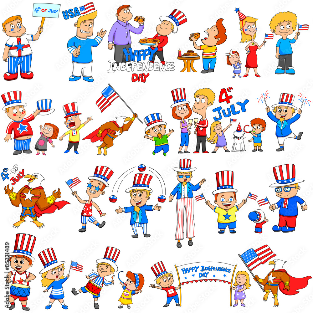 Fototapeta premium People celebrating 4th of July