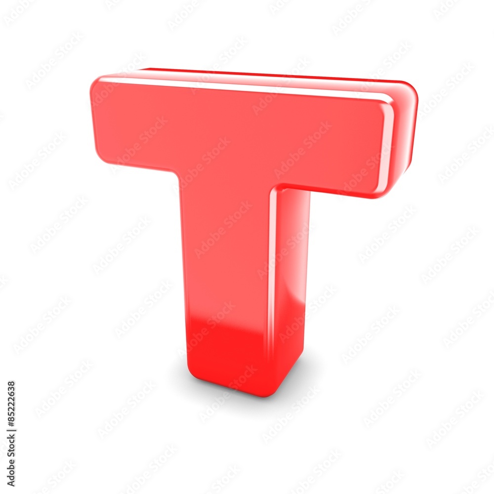 3d red metal letter T isolated white background 3d red metal letter T isolated white background