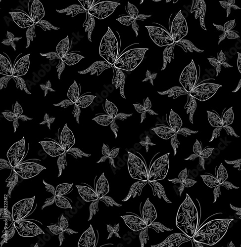 Beautiful vector seamless pattern with figured butterflies