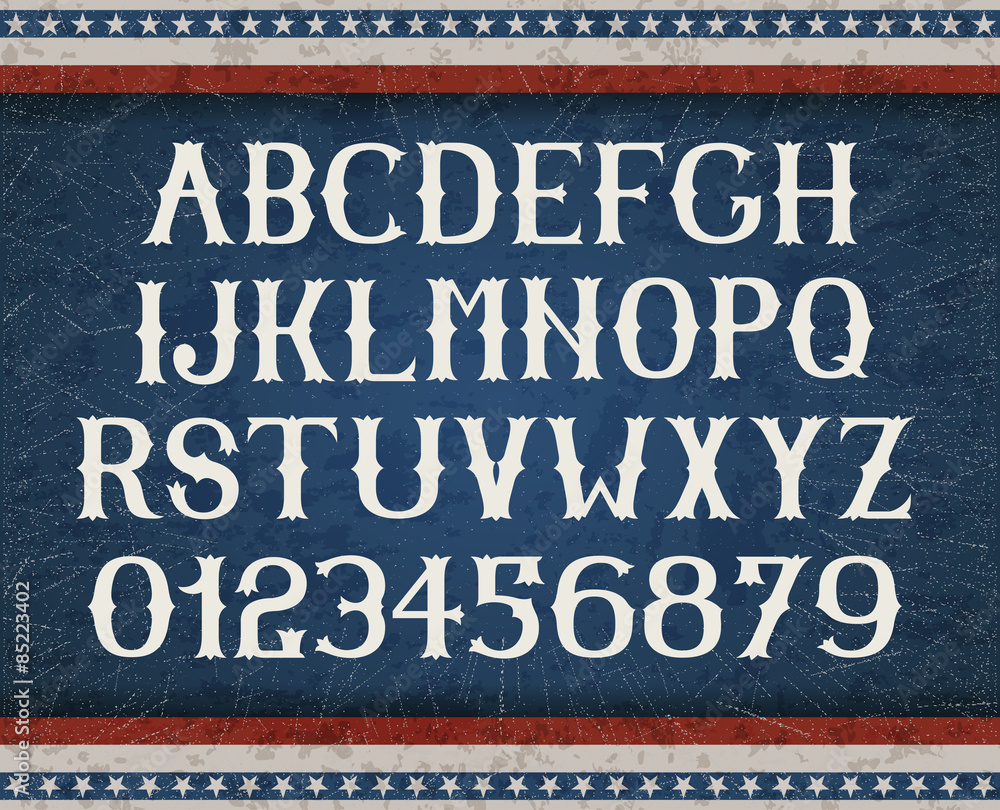 Fototapeta premium Vintage american font on retro background, EPS 10 contains transparency, layered vector file.