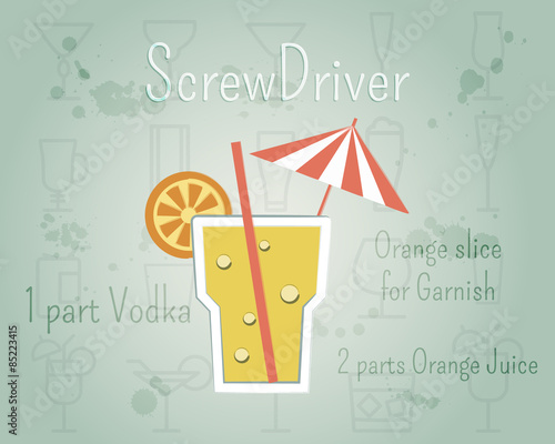 Screw Driver Cocktail banner and poster template with